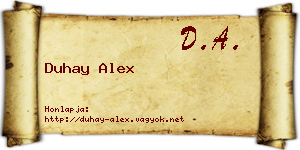 Duhay Alex névjegykártya